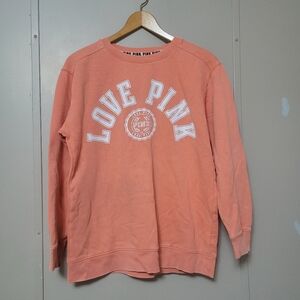 PINK by Victoria's Secret long sleeve tee peach white logo casual preppy - XS